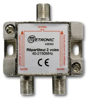 Productafbeelding van Metronic 436302, frequentieverdeelder, 75 ohm, 40 - 2150 MHz, metalen behuizing, metaal, vrouwelijke connector
