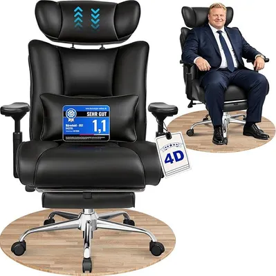 Imagen del producto de Silla de oficina ergonómica, capacidad de 220 kg, reposabrazos 4D, tamaño XXL