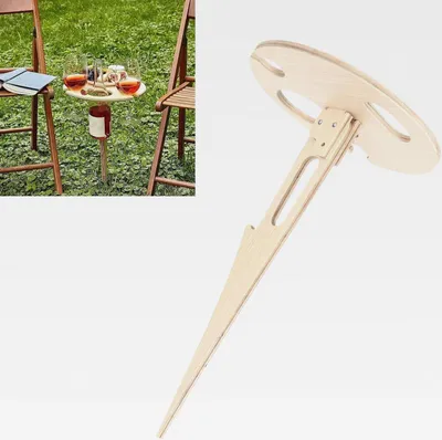 Produktbild von Faltbarer Weintischstecker mit Glashalter, Tragbares Weinregal aus Holz für Camping-Picknick Im Freien