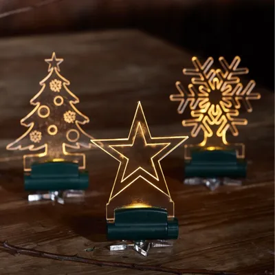 Produktbild von LED-Weihnachtsfiguren warmweiß 5er Set Weihnachtsmotiven batteriebetrieben