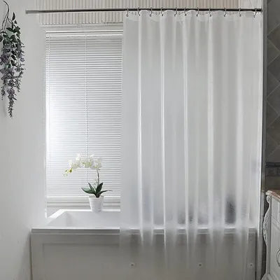 Immagine prodotto di 180x180 Tenda da bagno Tenda da doccia antimuffa impermeabile in PEVA con 12 anelli per tenda da doccia semitrasparente - Confezione da 1