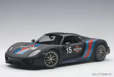 Produktbild von Autoart 77929 - 1/18 Porsche 918 Spyder Weissach Package - Matt Balck / Martini