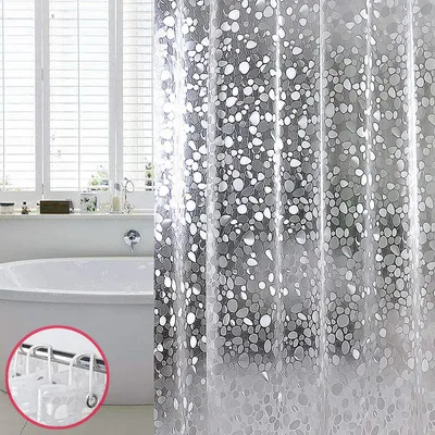 Produktbild von Duschvorhang, 180x200cm Anti Schimmel Duschvorhänge Wasserdicht Antibakteriell Badewanne Vorhang mit 12 Duschvorhang Ringe