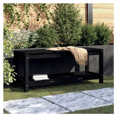 Produktbild von Gartenbank, schwarz, 108 x 35 x 45 cm, Massivholz, Kiefer