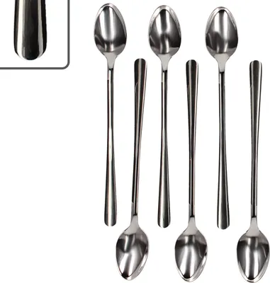 Produktbild von 6er Set Style Art lange Latte Macchiato Löffel 6 Pers Longdrink Eis Edelstahl