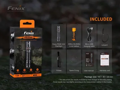 Produktbild von FENIX LED-Taschenlampe PD35 V3.0, Akkubetrieb, schwarz