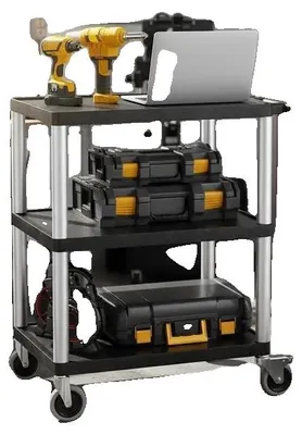 Immagine prodotto di Carrello portattrezzi, capacità di carico 136 kg, 3 ripiani, colore rosso