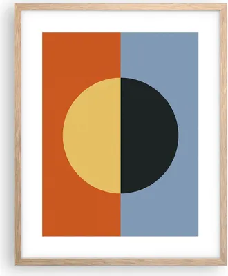 Produktbild von Gerahmtes Poster - Rahmen in heller Eiche - Abstraktion Halbkreis Kontrast - 40x50 cm - Wand Bild - Wanddeko - Wandbilder - Kunstposter - Wandposter - Bilderrahmen - Bilder - P2NPA40x50-4604