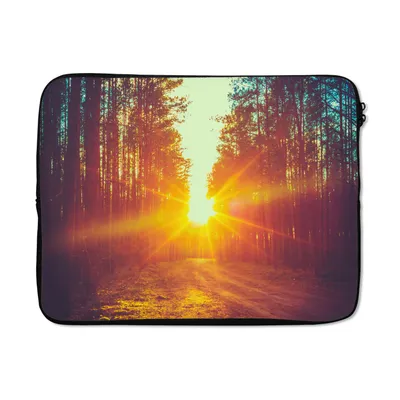 Produktbild von MuchoWow® Laptop Hülle 15 Zoll Sonnenuntergang - Bäume - Wald - Natur Laptoptasche - Laptoptasche - Sleeve - Rundum-Schutz