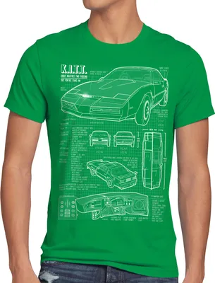 Produktbild von style3 K.I.T.T. Herren T-Shirt blaupause michael knight 2000 black rider