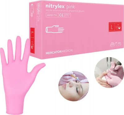 Zdjęcie produktu dla Rękawice Nitrylowe 100 szt. 9-L Nitrylex Pink