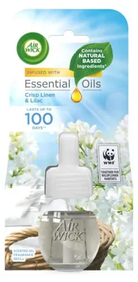 Produktbild von Air Wick – Lufterfrischer-Nachfüller – Ätherische Öle – Frisches Leinen & Flieder – Elektrischer Duftdiffusor – 20 ml - 1 Stück