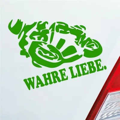 Produktbild von Auto Aufkleber Motorrad Wahre Liebe Moped Bike Mopped JDM 12x10 cm Hellgrün Sticker Heckscheibenaufkleber