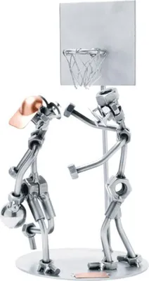 Immagine prodotto di Figurina in metallo di un giocatore di basket realizzata a mano – Oggetti decorativi a forma di omini-vite