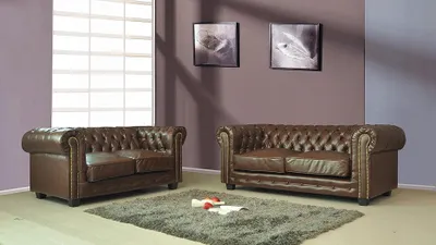 Produktbild von Chesterfield Couch Polster Sofas Sofa Couchen Leder Sofagarnitur 3+2 Neu  #398