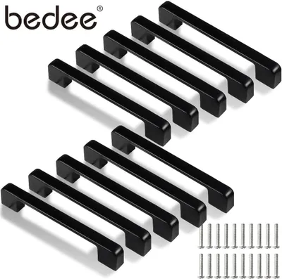 Produktbild von 10 Stück schrankgriffe Schwarz Möbelgriffe 128mm , Rostfrei Edelstahl griffe für küchenschränke , Schubladegriff Quadratischer Griff Stangengriff Kleiderschrankgriff Relinggriff
