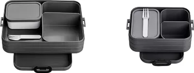 Produktbild von Mepal 2-tlg Bento-Lunchboxen Set Klein/Groß Take A – Brotdose mit Fächern, geeignet für bis zu 4 BZW. 8 Butterbrote, TPE/pp/abs, 0 mm Nordic Black