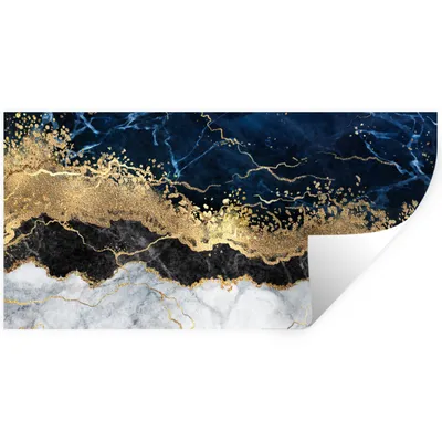 Produktbild von MuchoWow® Wandtattoo Wandsticker Wandaufkleber Marmor - Weiß - Gold - Luxus 120x60 cm Selbstklebend und Repositionierbar - Sticker - Dekorfolie