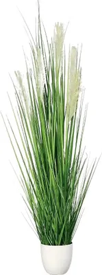 Produktbild von aplanta Künstliches Grasarrangement - Lilou | 110 cm, für drinnen, Kunstpflanze, wie echt, Allergiker geeignet, pflanzliche Dekoration Praxis, Office & Wohnzimmer
