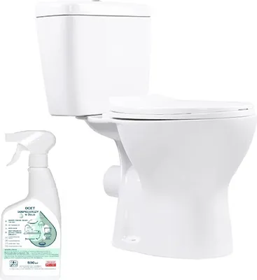 Zdjęcie produktu dla Kompakt WC Lavita Zeta RIM, bezrantowy, biały, z deską wolnoopadającą, w zestawie środek do pielęgnacji ceramiki