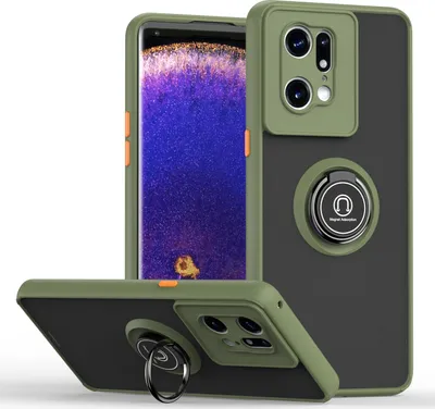 Produktbild von OPPO Find X5 Pro Hülle, Ring Halter Ständer Matte Transluzent TPU Rahmen Stoßfest Schutzhülle für OPPO Find X5 Pro Grün