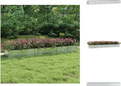 Obrázok produktu pre vidaXL Zvýšený záhradný záhon 480x80x45 cm Pozinkovaná oceľ strieborná - Kvetináče a sadenice