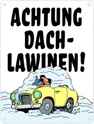 Produktbild von Dachlawine Metallschild in 15x20 cm in Weiß-Schwarz zum Thema Dachlawinen im