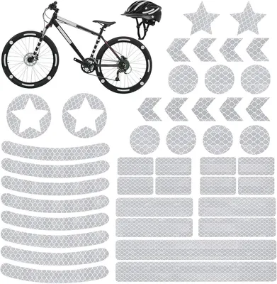 Produktbild von Reflexaufkleber – Set mit 42 Stück – Reflektierende Aufkleber – Fahrradaufkleber in verschiedenen Formen