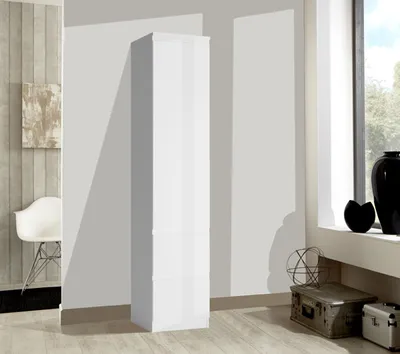 Produktbild von Kleiderschrank Schlafzimmerschrank Schrank 46cm weiß matt / weiß Hochglanz