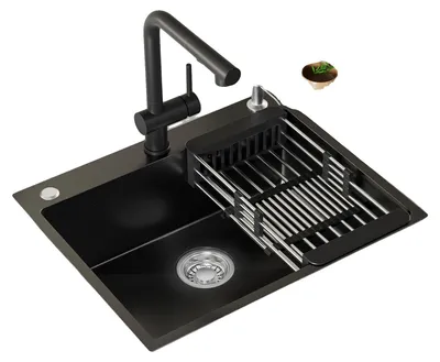 Obrázek produktu pro Kuchyňský dřez, nerezová konstrukce, tichý chod, černý