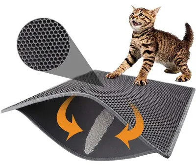 Produktbild von Katzentoilettenmatte Waben Design Doppellagig Grau 76x61 cm