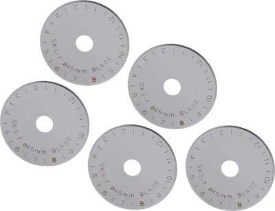 Produktbild von 5 Stück 45 mm Rollschneiderklingen aus legiertem Stahl, Ersatzklingen für Stoff, Leder, Papier und Kunststoff