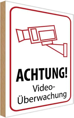 Produktbild von vianmo Holzschild 30x20 cm Achtung Videoüberwachung