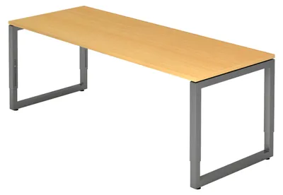 Produktbild von bümö Schreibtisch Serie-R - Nachbildung: Buche, Gestell: Graphit, Größe:  200 x 80 cm