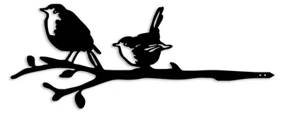 Image de Décoration de jardin Oiseaux sur branche en métal noir 55 x 22 cm