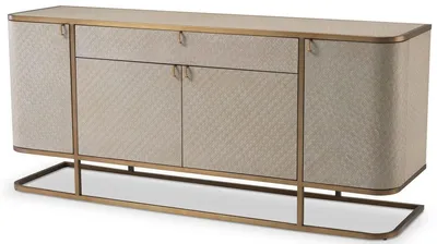 Produktbild von Casa Padrino Luxus Kommode mit 4 Türen und Schublade Beige / Messingfarben 170 x 46 x H. 75 cm - Sideboard - Schrank - Luxus Möbel - Luxus Qualität