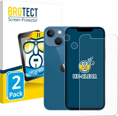 Produktbild von 2x Für Apple iPhone 13 mini (Display+Kamera) Schutzfolie BROTECT Displayschutz Display Schutz Folie Klar Transparent