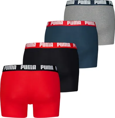 Produktbild von PUMA Herren Boxer Shorts, 4er Pack - Basic Boxer ECOM, Baumwolle Stretch, Everyday Rot/Schwarz/Blau/Grau M