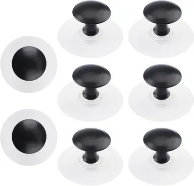 Immagine prodotto di Set di 8 pomelli in acciaio inossidabile autoadesivi da 25 cm, neri, per vetrine e cassetti