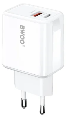 Zdjęcie produktu dla Bwoo Ładowarka Sieciowa Cda182 Qc 38W 1X Usb-A + 1X Usb-C Biała