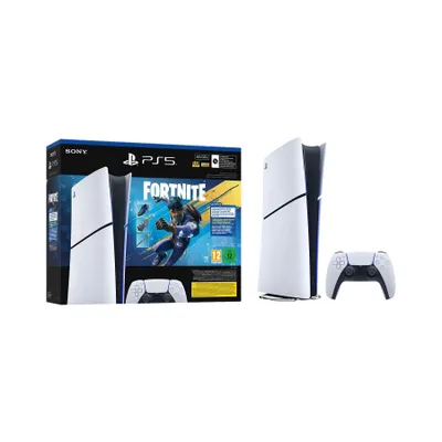 A PlayStation 5 console, controller, and game box are displayed against a white background.