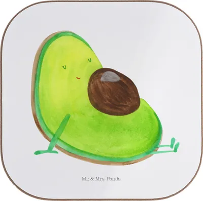 Produktbild von Mr. & Mrs. Panda unterleger Avocado Schwangerschaft - Weiß - Geschenk, Geburt, Untersetzer Gläser, Glas, für, gläseruntersetzer, Coaster, Liebe, Baby, Schwanger, Tasse