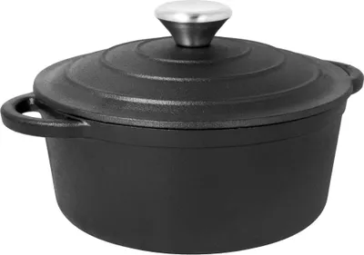 Produktbild von Brunbeste Gusseisen-Bratpfanne – 5,9 l – 28 cm – Kochtopf mit Deckel – Schwarz