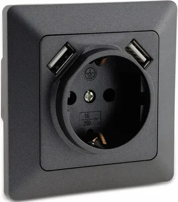 Produktbild von MILOS Schutzkontakt-Steckdose 23050, 2x USB Buchse, 16A/250V, anthrazit