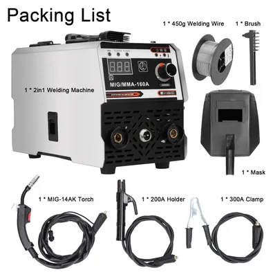 Produktbild von MIG/MMA-Schweißgerät - Inverter-Schweißgerät - 160 A - 220 V - IGBT - Mit und ohne Gas - Fülldraht - Drahtvorschub