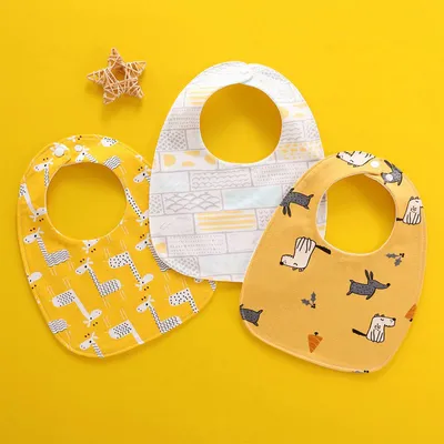 Produktbild von 3 Stück Lätzchen Baby Weiche Baumwolle Halstuch Sabberlätzchen mit Verstellbares Druckknopf für Baby Gelb