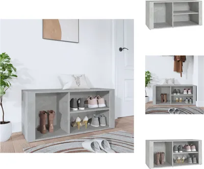 Produktbild von vidaXL Schuhregal Betongrau 100x35x45 cm Holzwerkstoff -  Schuhregale & -schränke