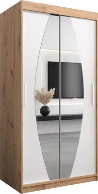 Produktbild von Kleiderschrank, Schiebetürenschrank Schlafzimmer, Schrank mit Spiegel ELYPSE 100 cm