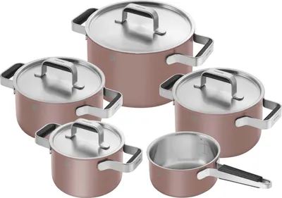 Obrázok produktu pre Zwilling – Sada 5 kusov riadu s vonkajším keramickým povrchom + pokrievky Pure v ružovej farbe