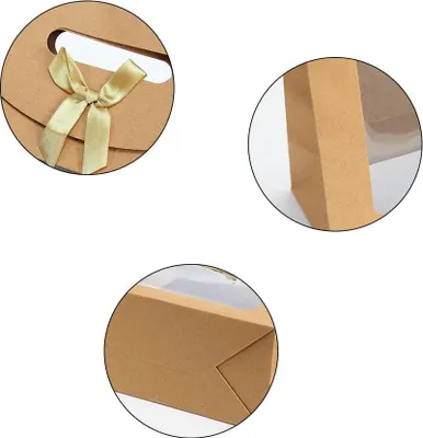 Productafbeelding van Famanu cadeauverpakkingen met kijkvenster - 20 stuks, kraftpapier